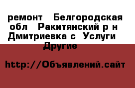 ремонт - Белгородская обл., Ракитянский р-н, Дмитриевка с. Услуги » Другие   